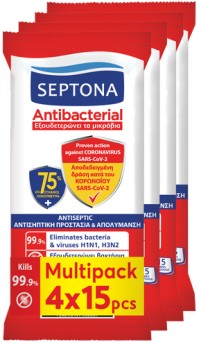 Septona Antibacterial Υγρά Μαντηλάκια 75%  (2+2) Δ …